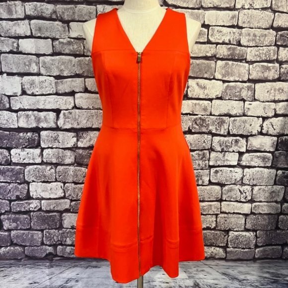 Vince Camuto Dresses & Skirts - Vince Camuto Orange Sleeveless Full Zip Dress Size 8
